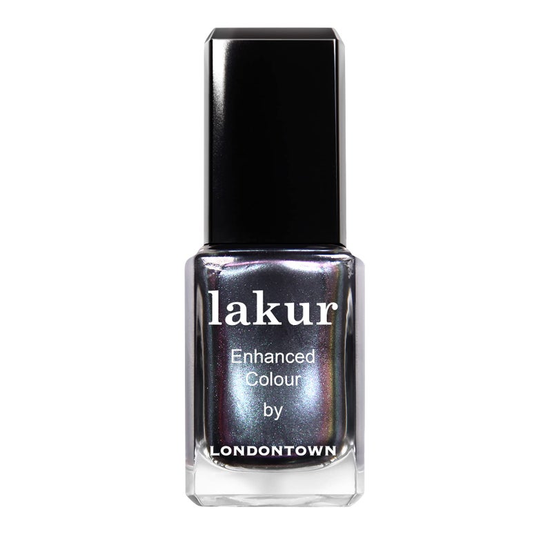 LONDONTOWN lakur Nail Polish - Chip-Resistant, Non-Toxic, Conditions & Hydrates Nails | Multichromatic Metallic Blue-Gray Shimmer, Skyline Reflect, .40 fl oz - Image 1